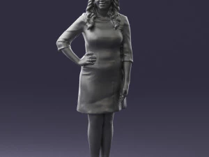000526 Stylish Woman in Black and White Dress Modern Female Character 3d print ready 3D Print Model
