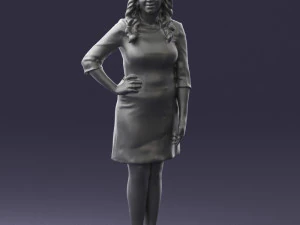 000526 Stylish Woman in Black and White Dress Modern Female Character 3d print ready 3D Print Model