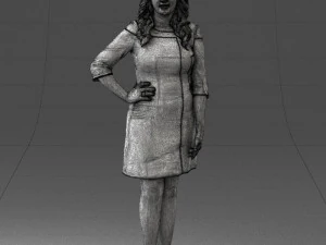 000526 Stylish Woman in Black and White Dress Modern Female Character 3d print ready 3D Print Model
