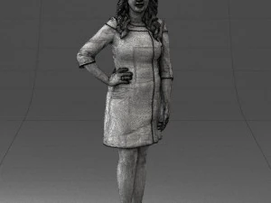 000526 Stylish Woman in Black and White Dress Modern Female Character 3d print ready 3D Print Model