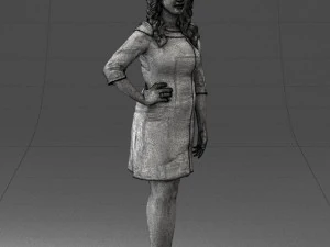 000526 Stylish Woman in Black and White Dress Modern Female Character 3d print ready 3D Print Model
