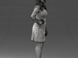 000526 Stylish Woman in Black and White Dress Modern Female Character 3d print ready 3D Print Model