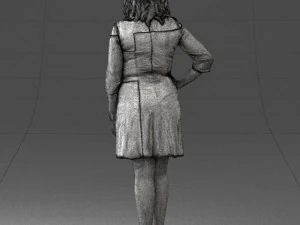 000526 Stylish Woman in Black and White Dress Modern Female Character 3d print ready 3D Print Model