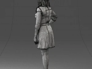 000526 Stylish Woman in Black and White Dress Modern Female Character 3d print ready 3D Print Model