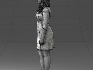 000526 Stylish Woman in Black and White Dress Modern Female Character 3d print ready 3D Print Model