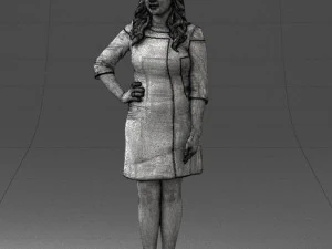 000526 Stylish Woman in Black and White Dress Modern Female Character 3d print ready 3D Print Model