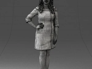 000526 Stylish Woman in Black and White Dress Modern Female Character 3d print ready 3D Print Model