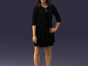 woman in black dress 0192 3D Модель