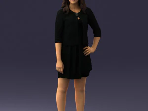 000528 Elegant Woman in Black Dress Modern Female Character 3d print ready 3D Print Model