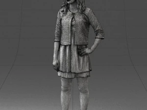000528 Elegant Woman in Black Dress Modern Female Character 3d print ready 3D Print Model