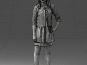 000528 Elegant Woman in Black Dress Modern Female Character 3d print ready 3D Print Model