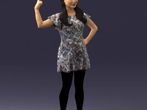 000529 Woman Pointing Up Casual Female Character 3D Model
