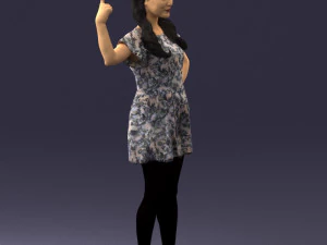000529 Woman Pointing Up Casual Female Character 3D Model