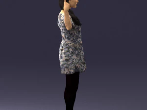 000529 Woman Pointing Up Casual Female Character 3D Model