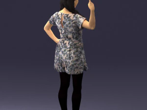 000529 Woman Pointing Up Casual Female Character 3D Model
