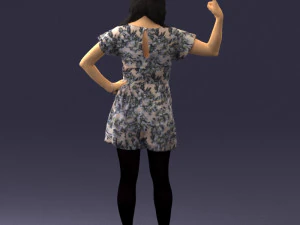 000529 Woman Pointing Up Casual Female Character 3D Model
