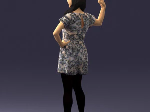 000529 Woman Pointing Up Casual Female Character 3D Model