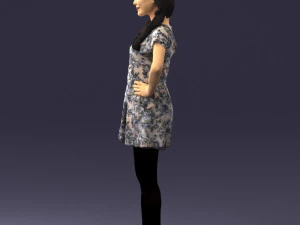 000529 Woman Pointing Up Casual Female Character 3D Model
