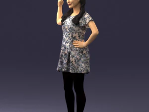 000529 Woman Pointing Up Casual Female Character 3D Model
