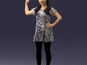 000529 Woman Pointing Up Casual Female Character 3D Model