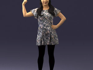 000529 Woman Pointing Up Casual Female Character 3D Model