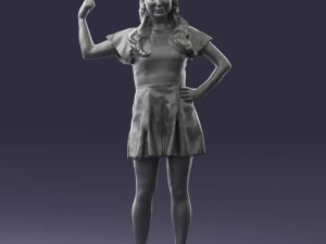 000529 Woman Pointing Up Casual Female Character 3D Model