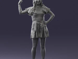 000529 Woman Pointing Up Casual Female Character 3D Model