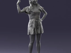 000529 Woman Pointing Up Casual Female Character 3D Model