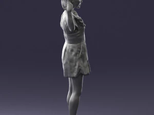 000529 Woman Pointing Up Casual Female Character 3D Model