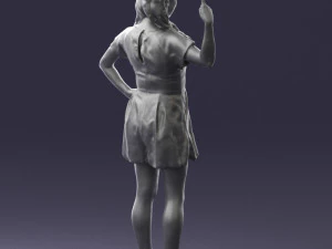 000529 Woman Pointing Up Casual Female Character 3D Model