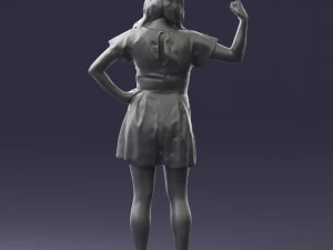 000529 Woman Pointing Up Casual Female Character 3D Model