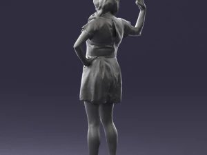 000529 Woman Pointing Up Casual Female Character 3D Model