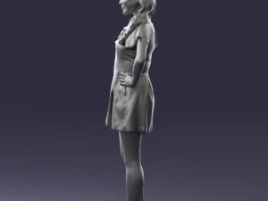 000529 Woman Pointing Up Casual Female Character 3D Model