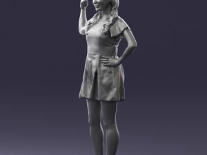 000529 Woman Pointing Up Casual Female Character 3D Model