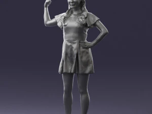 000529 Woman Pointing Up Casual Female Character 3D Model