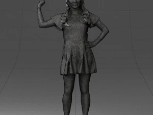 000529 Woman Pointing Up Casual Female Character 3D Model