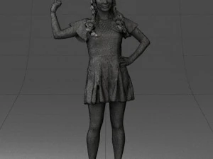 000529 Woman Pointing Up Casual Female Character 3D Model