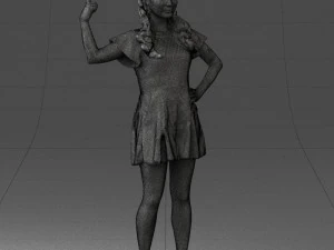 000529 Woman Pointing Up Casual Female Character 3D Model