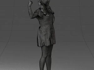 000529 Woman Pointing Up Casual Female Character 3D Model