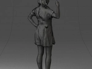 000529 Woman Pointing Up Casual Female Character 3D Model