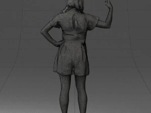 000529 Woman Pointing Up Casual Female Character 3D Model