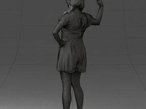 000529 Woman Pointing Up Casual Female Character 3D Model