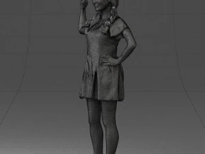 000529 Woman Pointing Up Casual Female Character 3D Model