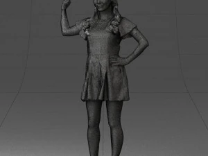 000529 Woman Pointing Up Casual Female Character 3D Model