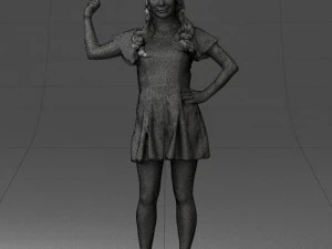 000529 Woman Pointing Up Casual Female Character 3D Model