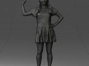 000529 Woman Pointing Up Casual Female Character 3D Model