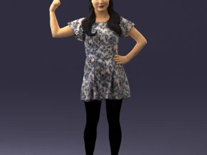 000529 Woman Pointing Up Casual Female Character 3d print ready 3D Print Model