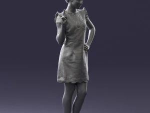 000532 Woman Showing Peace Sign Casual Female Character 3D Model
