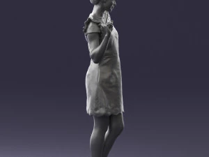 000532 Woman Showing Peace Sign Casual Female Character 3D Model