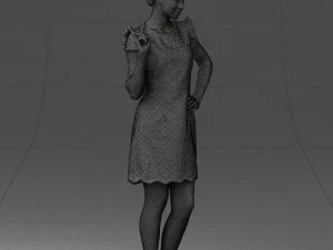 000532 Woman Showing Peace Sign Casual Female Character 3D Model